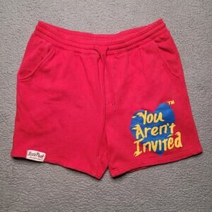 Hyde Park You Arent Invited Shorts Men Large Red Sweat Fleece Elastic Streetwear